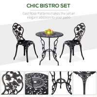 Outsunny 3 PC Bistro Set, Cast Aluminum, Steel-Bronze(m-5)