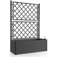 STEFANPLAST Bac a fleurs/Jardiniere NATURAL DELUXE avec treillis - 100 x 43 x H142 cm - 90 + 6,5 L dans la réserve - Anthracite(m-1)