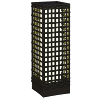 Outsunny Lampa solarna, lampa ogrodowa z rattanu, wodoodporna lampa ścieżkowa z czujnikiem światła, automatyczna lampa ogrodowa LED, lampa zewnętrzna na balkon, stal, czarny, 15,5 x 15,5 x 46 cm