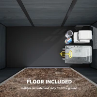 Outsunny 8 x 4 ft Resin Garden Shed, Wood-Effect Outdoor Storage Shed with Floor, Windows, Lockable Doors and Vents, Dark Grey(m-4)