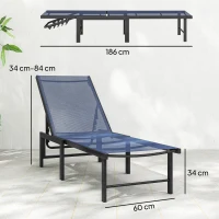 Outsunny Set of Two Reclining Sun Loungers - Dark Blue(m-3)