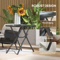 Outsunny Foldable Garden Table Square Folding Table for Patio Garden 45 x 45 x 50Hcm Black(m-7)