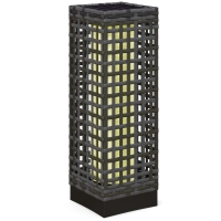 Outsunny Lampa solarna rattanowa, wodoodporna lampa ogrodowa z czujnikiem światła, automatyczna lampa LED, oświetlenie zewnętrzne na balkon, stal, szary, 15,5 x 15,5 x 46 cm