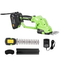 Outsunny 2-in-1 Draadloze Heggenschaar Elektrische Heggen- & Struikschaar met 20/10 cm Snijlengte, Oplader(m-10)