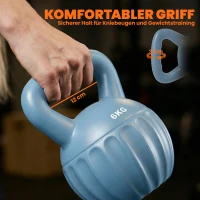 SPORTNOW Kettlebell Kugelhantel 6 kg Gewicht-Hantel mit Sand befüllt für Anfänger Zuhause Krafttraining 17 x 17 x 23 cm Blau(m-6)
