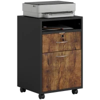 HOMCOM Mobile per Ufficio con Ripiano Aperto, Cassetto con Serratura e Armadietto, 40x35x60 cm, Marrone(m-11)