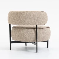 HOMCOM Butaca de Salón con Asiento Giratorio Tapizado en Lino Asiento Amplio Relleno Grueso Patas de Metal Beige(m-11)