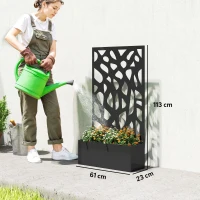 Outsunny Metal Raised Garden Bed with Trellis, Outdoor Planter Box with Privacy Screen, Elevated Garden Box for Climbing Plants(m-3)