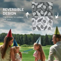 Outsunny Zewnętrzny dywan z możliwością odwrócenia, wodoszczelny, Wzór liść, 182x274cm, Szary/Biały(m-4)