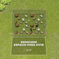 PawHut Gallinero para Exterior Grande 4x3x1,97 m 12 m² Gallinero de Acero Galvanizado con Puerta con Doble Cierre Plata(m-4)