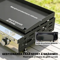 Grătar pe Gaz Outsunny, portabil de masă, cu tavă pentru grăsime, culoare neagră.(m-6)