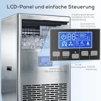 HOMCOM Commerciële Ijsblokjesmachine 45 kg/24 uur, roestvrij staal, met 15 kg opslag, zelfreiniging, zilver(m-5)