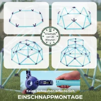 AIYAPLAY Kletterkuppel Ø182,5cm UV-beständig, wasserdicht Kletterdom für Kinder bis zu 90 kg, für 3-8 Jahre Kunststoff Blau(m-6)