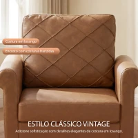 HOMCOM Poltrona Relax Estofada em PU com Almofada Espessa Encosto com Costuras e Pernas de Madeira Maciça Castanho(m-5)