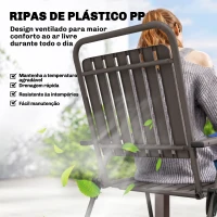 Outsunny Conjunto de 4 Cadeiras Dobráveis para Jardim com Apoios de Braços Encosto e Assento Estrutura Metálica 55x63x93 cm Castanho(m-5)