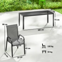 Outsunny 9 Pieces Garden Dining Set, Outdoor Table and Chairs Set for 8, Garden Furniture Set with Tempered Glass Top, Dark Grey(m-3)