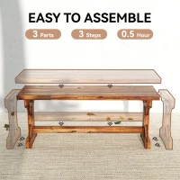 Outsunny Rustic Wooden Garden Bench, Backless Outdoor Bench Patio Loveseat with X-Shape Base for Porch, Park, Carbonised Finish(m-6)