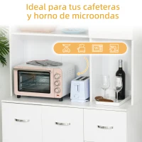 HOMCOM Armario de Cocina Moderno Mueble Auxiliar con 3 Cajones 4 Puertas y Estantes Ajustables 100x39,5x183,5 cm Blanco(m-5)