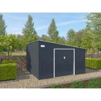 Abri de jardin en métal 11,01 m² - 342 x 321 x 162 - 210 cm - ASTRO - Kit d'ancrage inclus, 2 portes coulissantes - Gris(m-3)