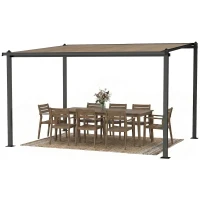 Outsunny 3.6 x 3 m Lean to Garden Pergola with PC Roof, Aluminium Frame Hardtop Gazebo Pergola with Drainage Gutters, Dark Grey(m-11)