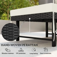 Outsunny Single Folding Rattan Sun Lounger, with Cushion - Black(m-6)