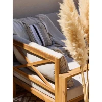 Salon de jardin d'angle modulable LEVATA XXL - Bois d'acacia FSC - 9 personnes - Gris de lin + Housse incluse(m-5)