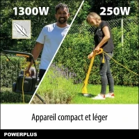 Tondeuse a gazon et Coupe-Bordure électrique - POWERPLUS - POWXG62205T- Tondeuse 1300 W & 32 mm Ø - Coupe-Bordures 250 W & 220 mm Ø(m-2)
