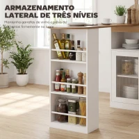 HOMCOM Mesa de Bar Extensível e Rotativa 360° com Prateleiras Abertas e 2 Portas de Vidro 150x80x105,5 cm Branco e Madeira(m-5)