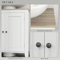 kleankin Dulap sub Chiuvetă Baie în formă de U cu Raft Reglabil la Interior, din MDF, 60x30x60 cm, Alb și Lemn Natur(m-7)