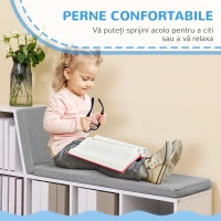 HOMCOM Bibliotecă cu 5 Rafturi Deschise și 2 Perne, Mobilier Modern din Lemn, pentru Living, Dormitor și Birou, Gri Alb(m-6)