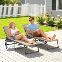 Outsunny Five-Position Reclining Sun Loungers Set of 2 - Beige(m-9)