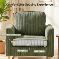 HOMCOM Accent Chair with Spring, Modern Industrial Armchair with Metal Legs for Livingroom Dark Green(m-4)