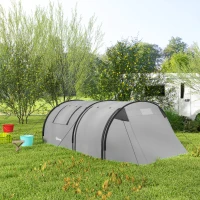 Outsunny Tente de camping pour 3-4 personnes, avec 1 chambre et 1 salon, étanche, facile à transporter avec sac inclus(m-10)