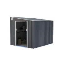 Abri de jardin en métal 5,5 m² - 215 x 257 x 193 cm - TORONTO - Kit d'ancrage inclus, 2 portes coulissantes - Gris(m-2)