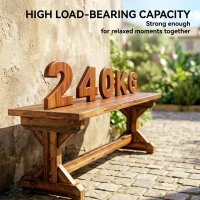 Outsunny Rustic Wooden Garden Bench, Backless Outdoor Bench Patio Loveseat with X-Shape Base for Porch, Park, Carbonised Finish(m-5)