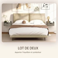 HOMCOM Lot de 2 tables de chevet murales, tables de nuit avec tiroir et plateau à rebords surélevés, 40x30x19,5cm, gris(m-4)