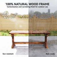 Outsunny Rustic Wooden Garden Bench, Backless Outdoor Bench Patio Loveseat with X-Shape Base for Porch, Park, Carbonised Finish(m-4)