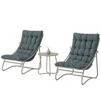 Outsunny 3 Piece Garden Bistro Set, Round Outdoor Bistro Table and Chairs Set for 2 with Texteline Seat and Cushions, Dark Grey(m-11)