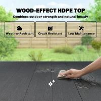 Outsunny Garden Dining Table for 6, Rectangular Outdoor Table with Wood Effect HDPE Top, X-Shaped Metal Legs, Black(m-5)