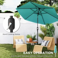 Outsunny 2.6 m Garden Parasol Umbrella with Aluminium Pole, Outdoor Patio Umbrella with Tilt and Crank, Vent, Turquoise(m-4)