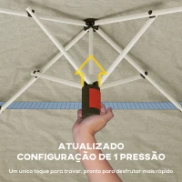 Outsunny Tenda Dobrável 3,5x3,5 m Pop-up com Altura Ajustável 3 Níveis Duplo Telhado Fecho Central e Saco UPF50+ Cáqui(m-6)