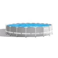Kit Piscine hors sol tubulaire INTEX - Pris Frame - 610 x 132 cm - Ronde (Pompe, bâche, tapis de sol et échelle) - 26756NP(m-1)