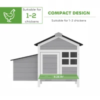 PawHut Wooden Chicken Coop with Pull-Out Tray Nesting Box for 1-2 Chickens(m-4)