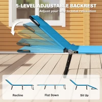 Outsunny Garden Sun Lounger, with Five-Position Back - Sky Blue(m-4)