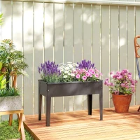 Outsunny Raised Planter, Metal Raised Garden Bed on Legs with Drainage Hole and Foot Covers, Black(m-2)