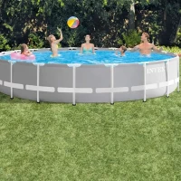 Kit Piscine hors sol tubulaire INTEX - Pris Frame - 610 x 132 cm - Ronde (Pompe, bâche, tapis de sol et échelle) - 26756NP(m-3)