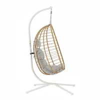 Fauteuil oeuf suspendu - PALAVA - Structure en acier - Tissage en rotin synthétique - D95 x L98 x H200 cm(m-3)