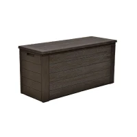 TOOD Malle / coffre de rangement en résine - 300 L - 120 x 46 x 58 cm - Marron aspect bois(m-2)