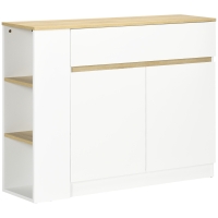 HOMCOM Aparador de Cozinha com Gaveta e 3 Prateleiras Abertas para Sala de Estar e Jantar Branco 110x29,5x82 cm
