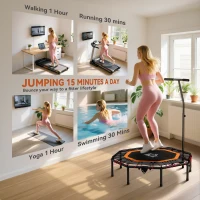 HOMCOM Fitness Trampoline, Bouncer with Adjustable Handle, Max Load 150 kg(m-4)